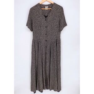 Vintage Laura Ashley Navy Blue Floral Whimsical 70s 80s Midi Dress Sz 10 Cottage